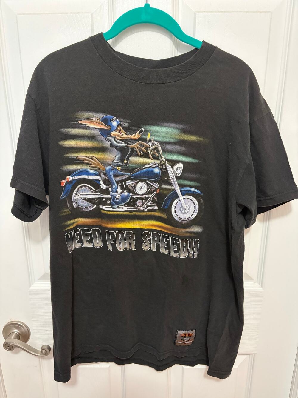 Vtg Harley Davidson Taz Warner Brothers Wile E Coyote Fat Boy Biker T-Shirt-Med